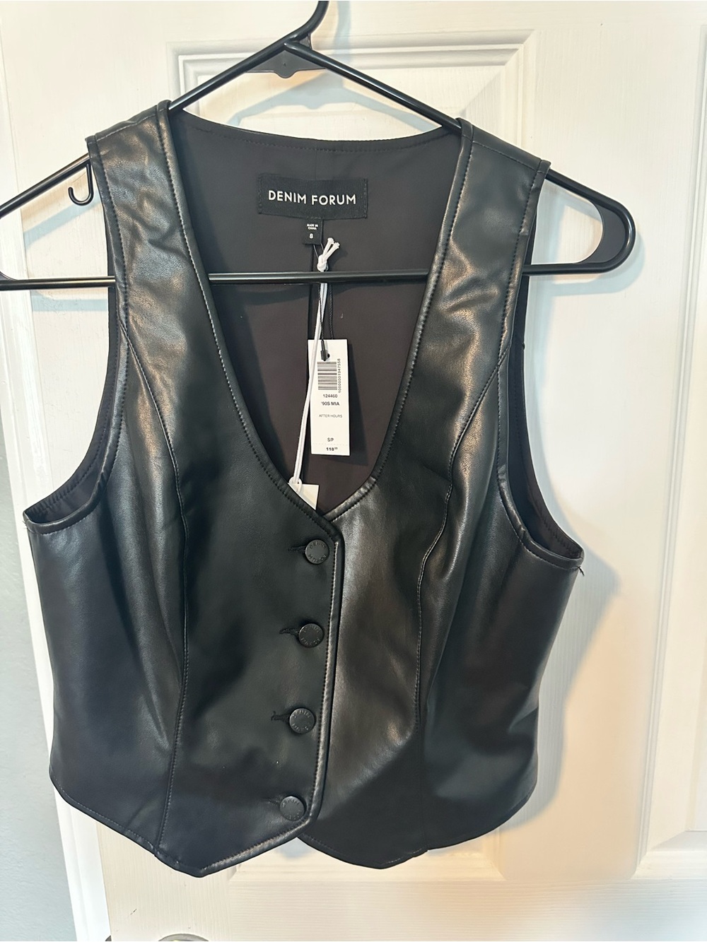 Aritzia Denim Forum Black Faux Leather Vest